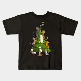 Kitty Christmas Tree Kids T-Shirt
